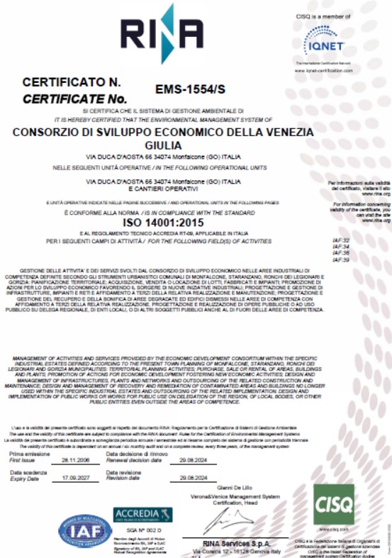 Rinnovati i certificati ISO14001:2015 ed Emas