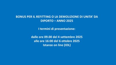 Bonus per il refitting o la demolizione di unità da diporto 