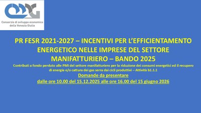 CONTRIBUTI A FONDO PERDUTO PR FESR 2021-2027