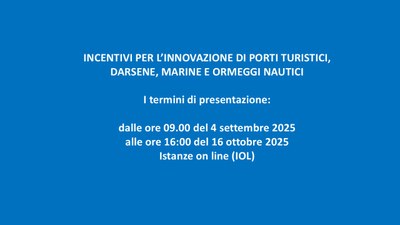 Incentivi per l'innovazione di porti turistici, darsene, marine e ormeggi nautici
