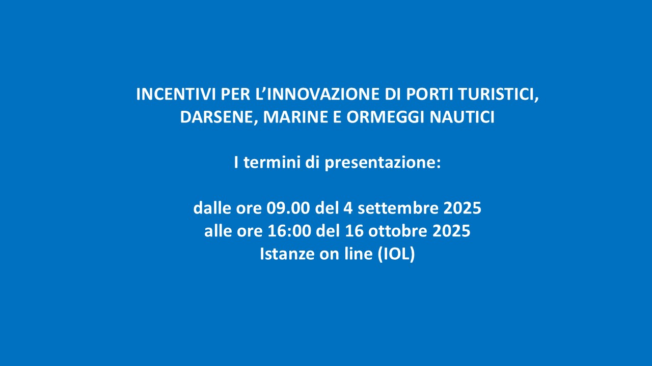 Incentivi per l'innovazione di porti turistici, darsene, marine e ormeggi nautici