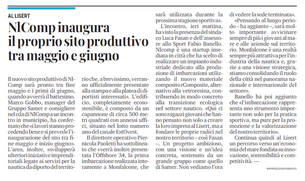 NL Comp a breve l’inaugurazione del quartier generale in Lisert (Monfalcone)